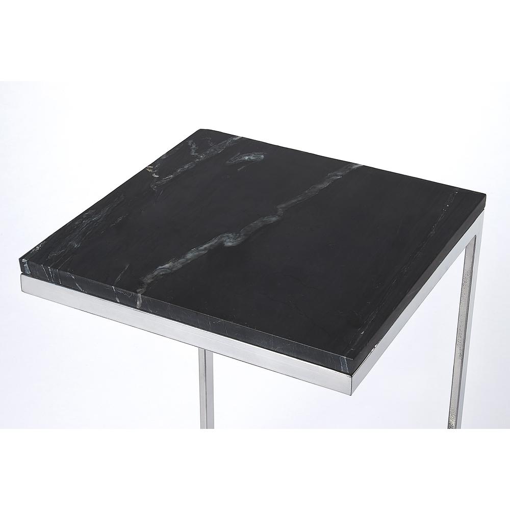 Butler Lawler Nickel Metal & Black Marble End Table. Picture 3