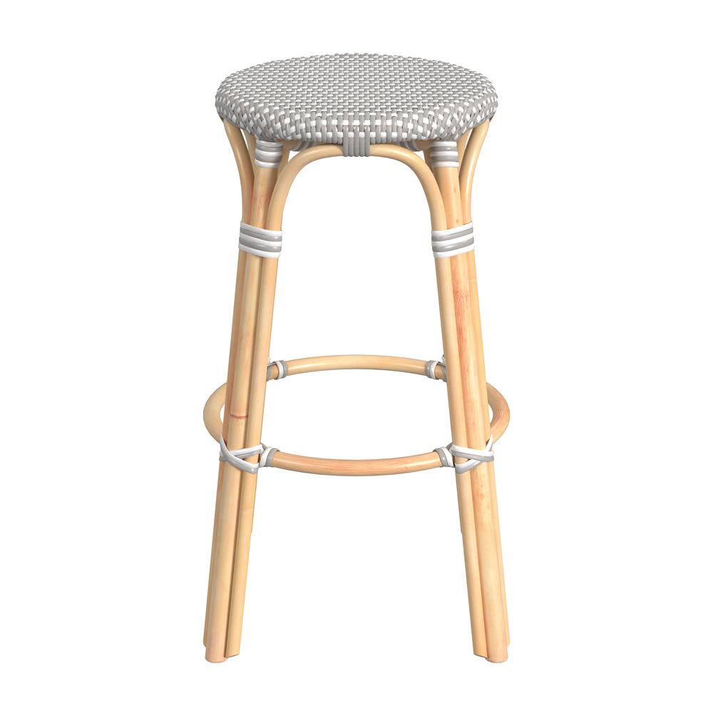Company Tobias Round Rattan 30" Bar Stool, Gray and White Dot. Picture 2