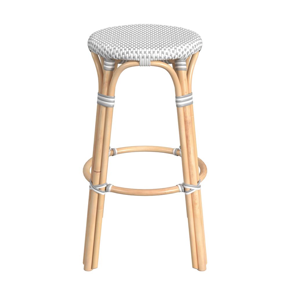 Company Tobias Round Rattan 30" Bar Stool, White and Gray Dot. Picture 2