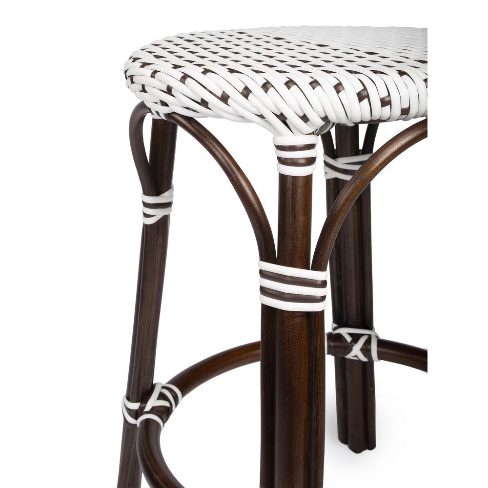 Company Tobias Rattan Round 24" Counter Stool, White and Brown Dot. Picture 4