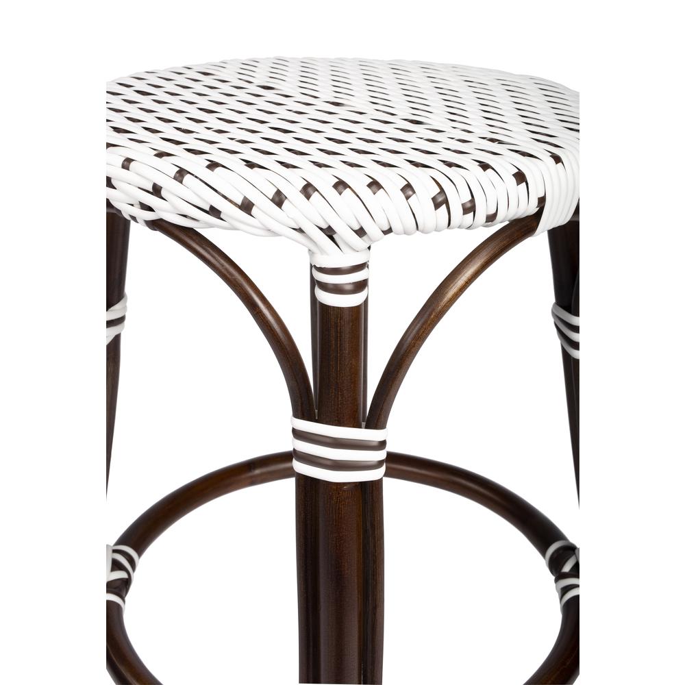 Company Tobias Rattan Round 24" Counter Stool, White and Brown Dot. Picture 5