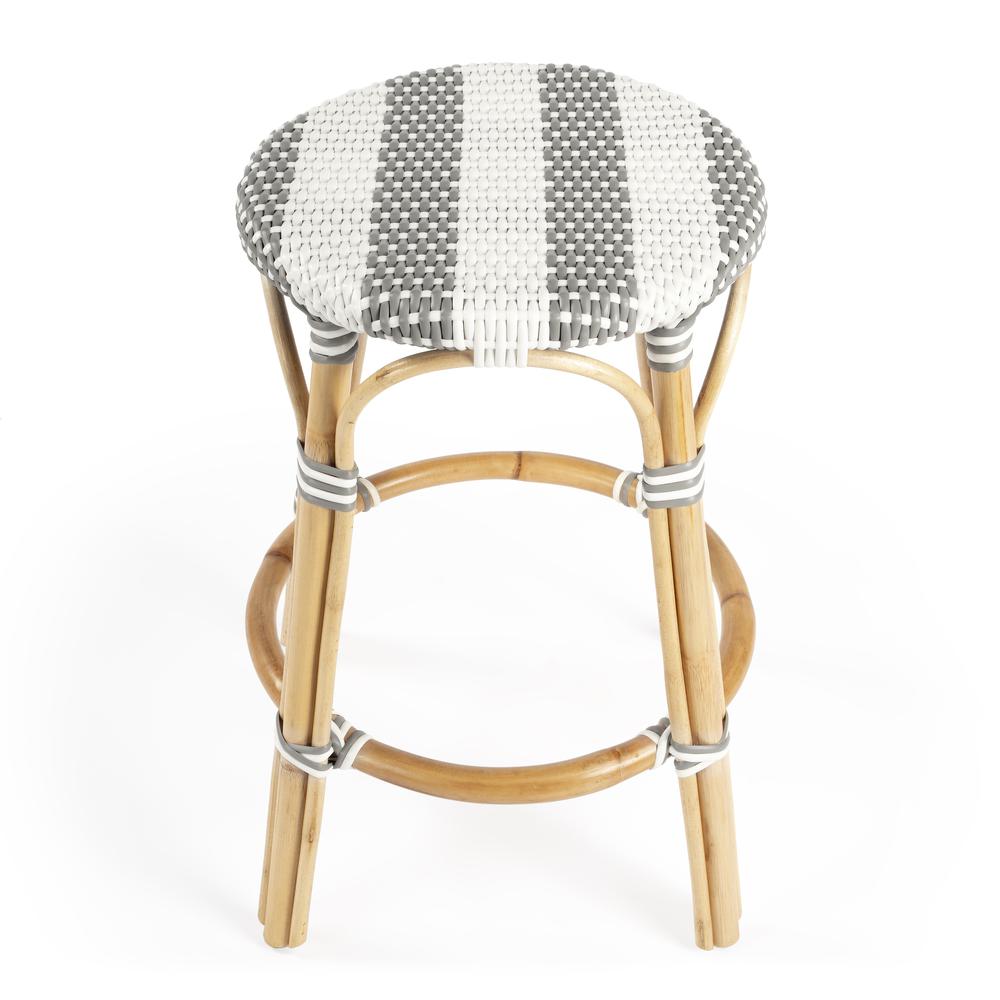 Butler Tobias Grey and White Rattan Counter Stool. Picture 2