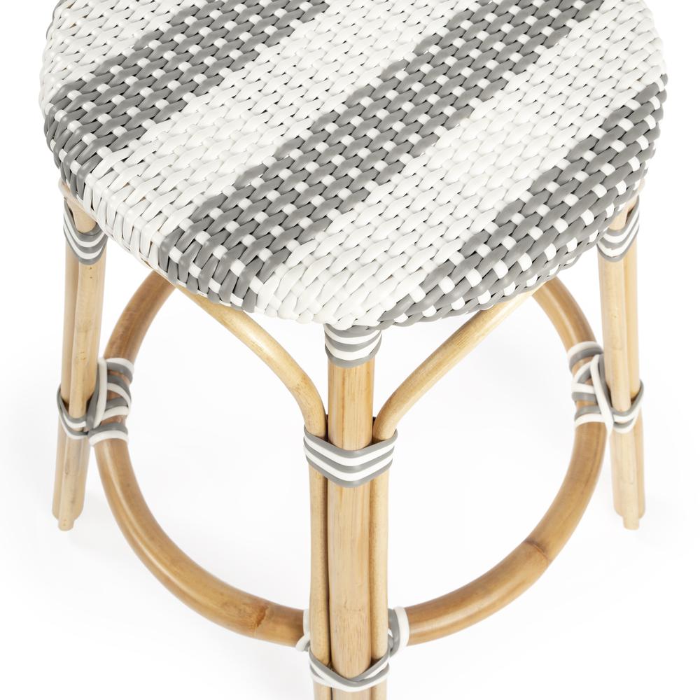Butler Tobias Grey and White Rattan Counter Stool. Picture 4