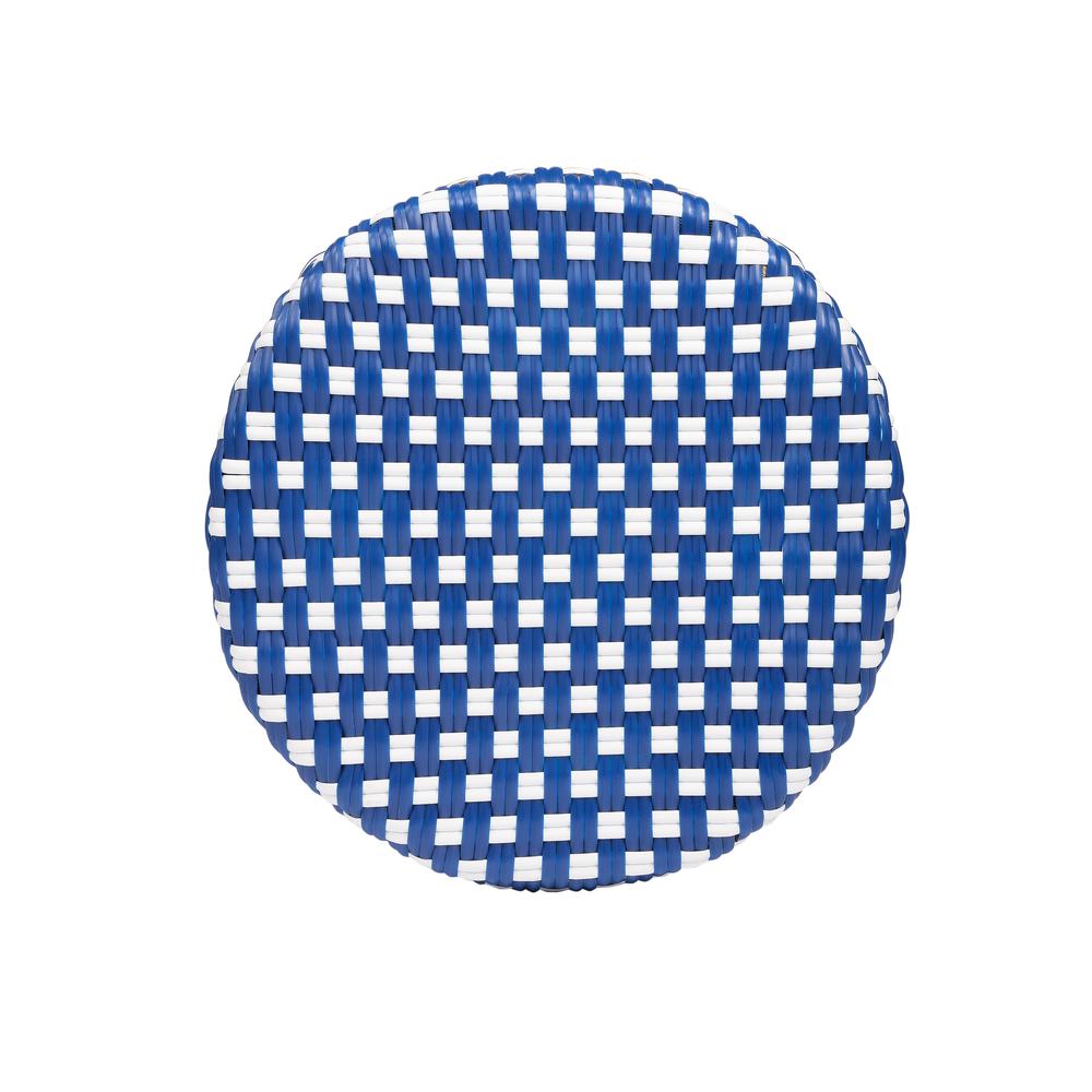 Company Tobias Rattan Round 24" Counter Stool, Blue and White Dot. Picture 5