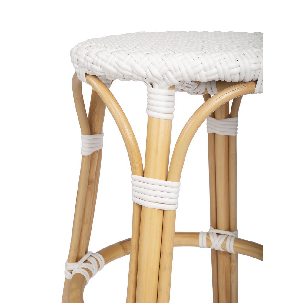 Company Tobias Rattan Round 24" Counter Stool, Glossy White. Picture 4