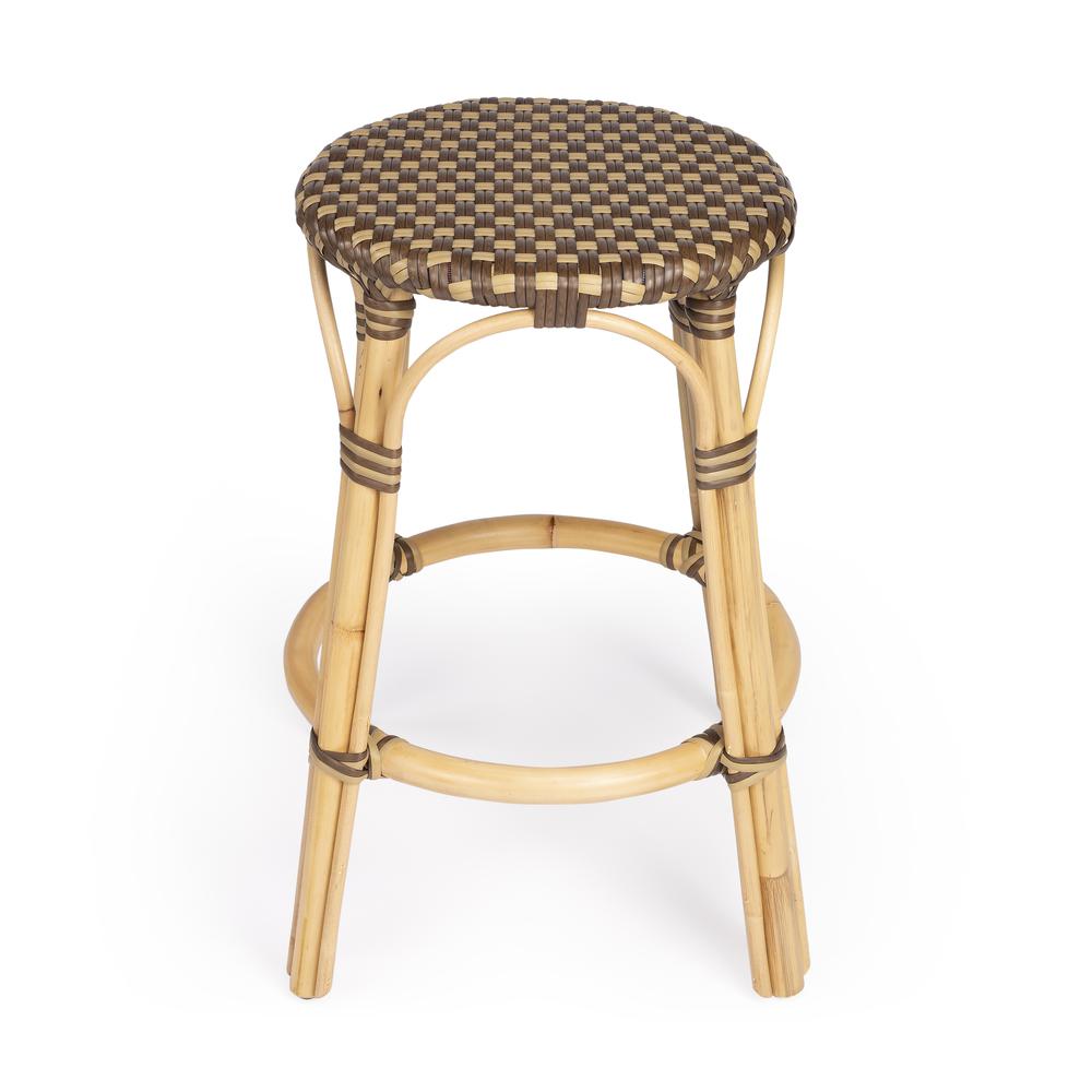 Butler Tobias Brown Rattan Counter Stool. Picture 1