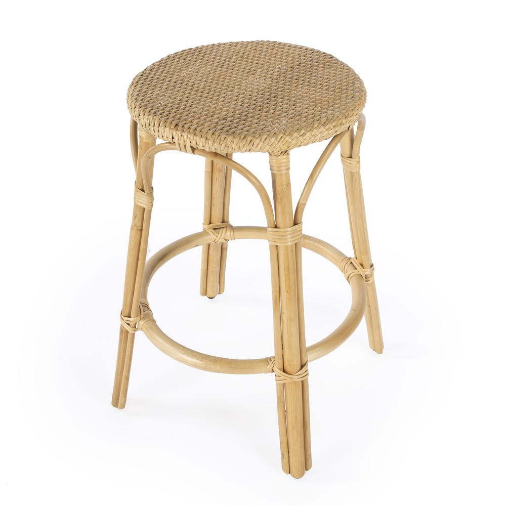 Company Tobias Rattan Round 24" Counter Stool, Natural. Picture 1