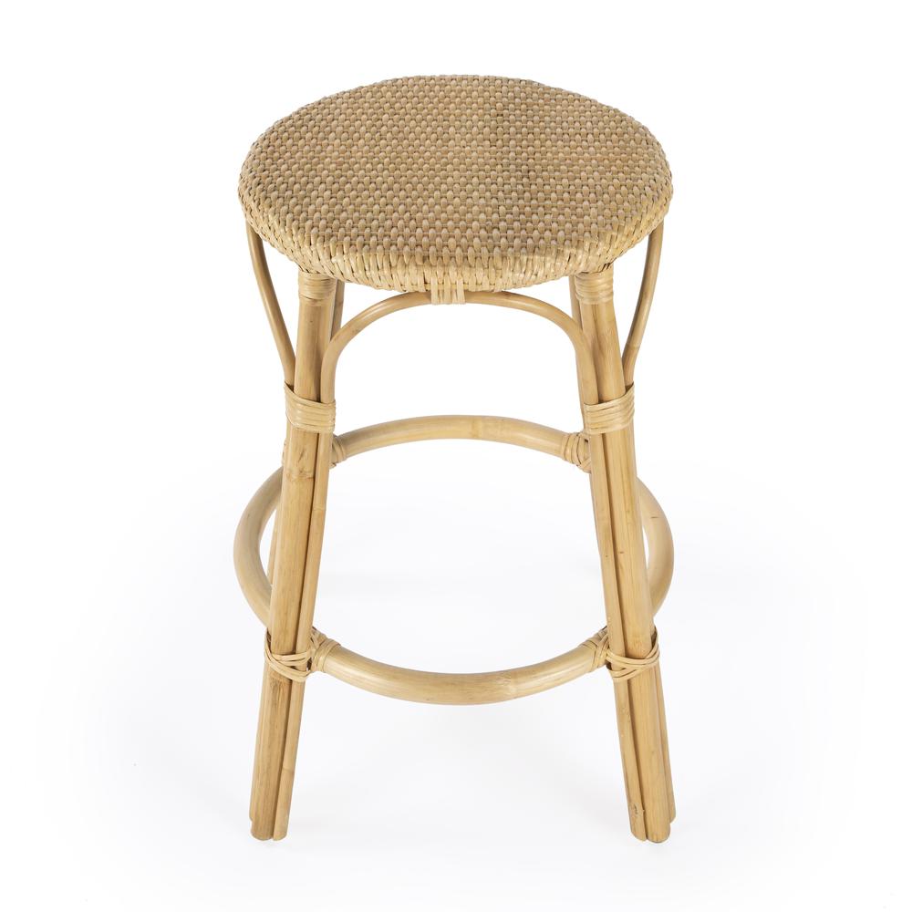 Company Tobias Rattan Round 24" Counter Stool, Natural. Picture 2