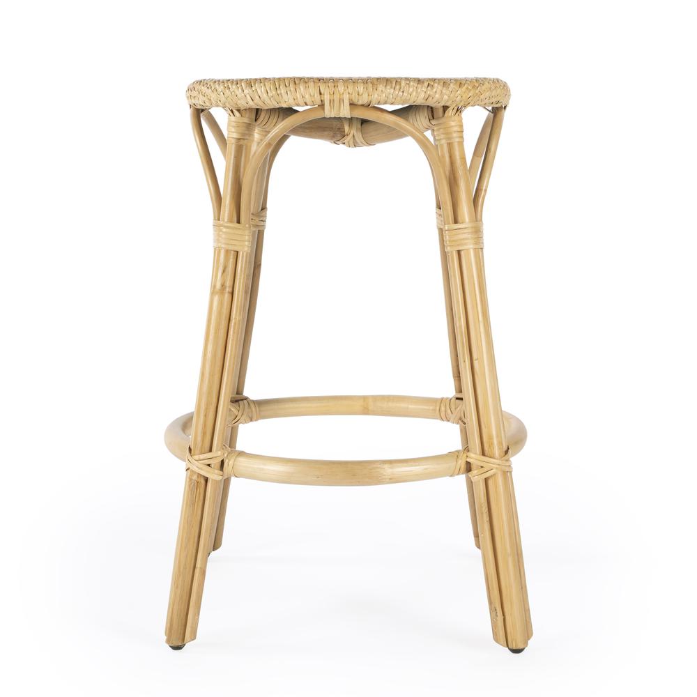 Company Tobias Rattan Round 24" Counter Stool, Natural. Picture 3