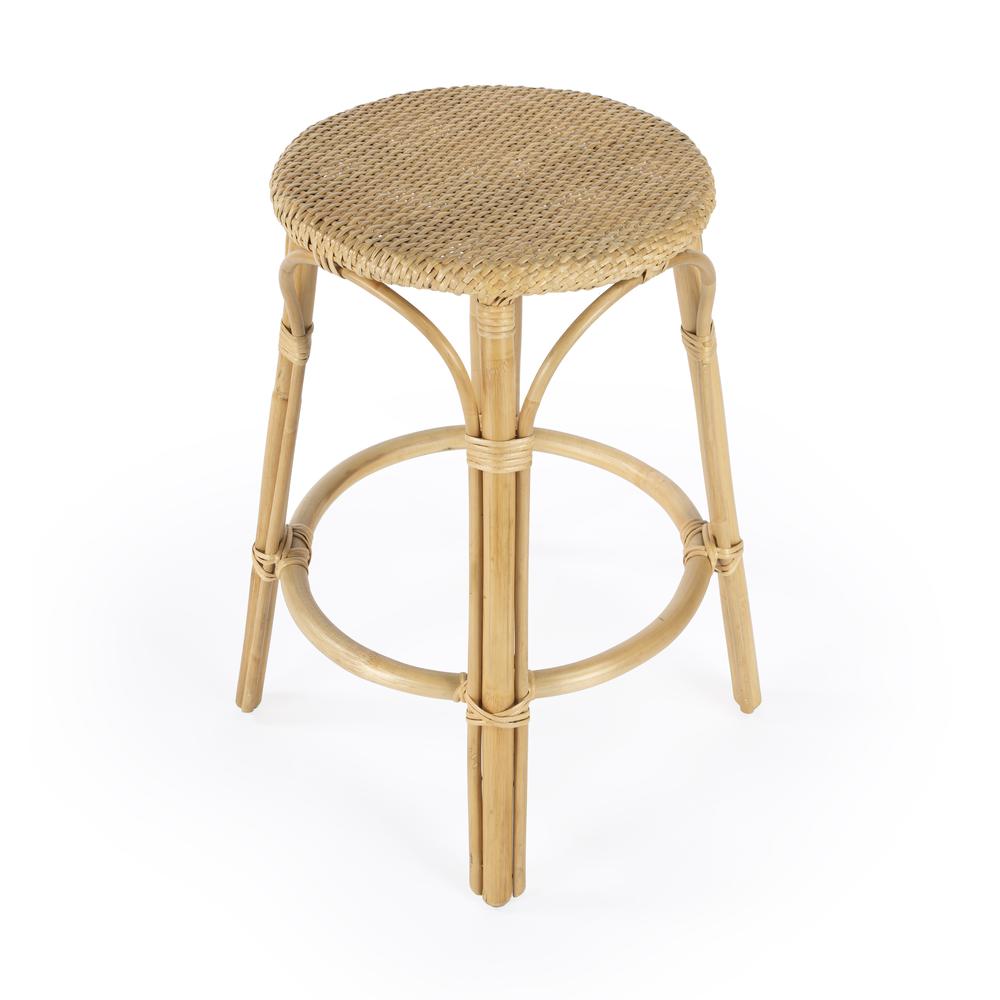 Company Tobias Rattan Round 24" Counter Stool, Natural. Picture 4