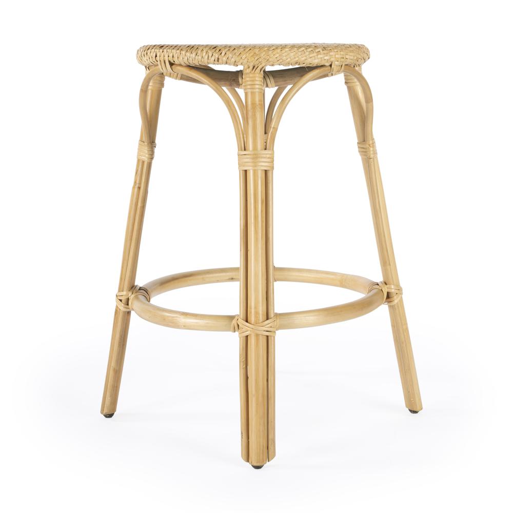 Company Tobias Rattan Round 24" Counter Stool, Natural. Picture 5