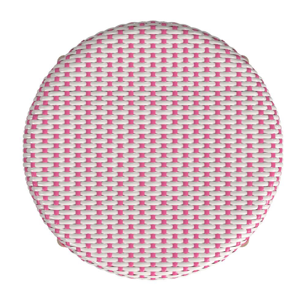 Company Tobias Rattan Round 24" Counter Stool, White and Pink Dot. Picture 4