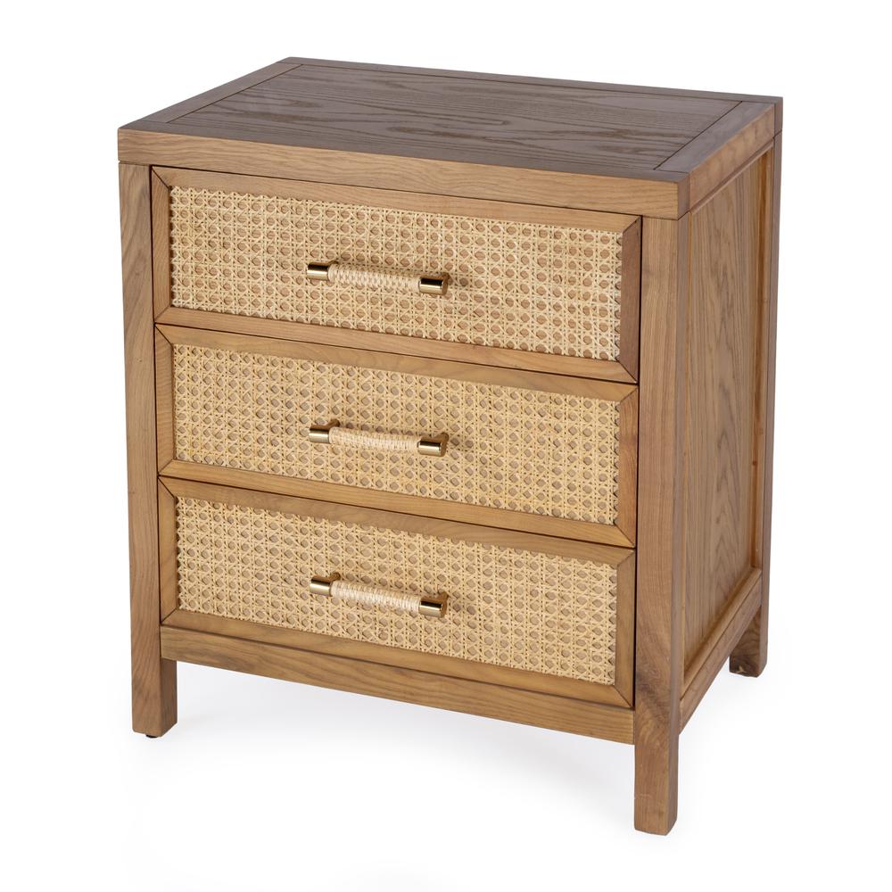 Company Mesa 25 in. W Rectangular 3 Drawer Cane/Solid Wood Chest, Natural. Picture 1
