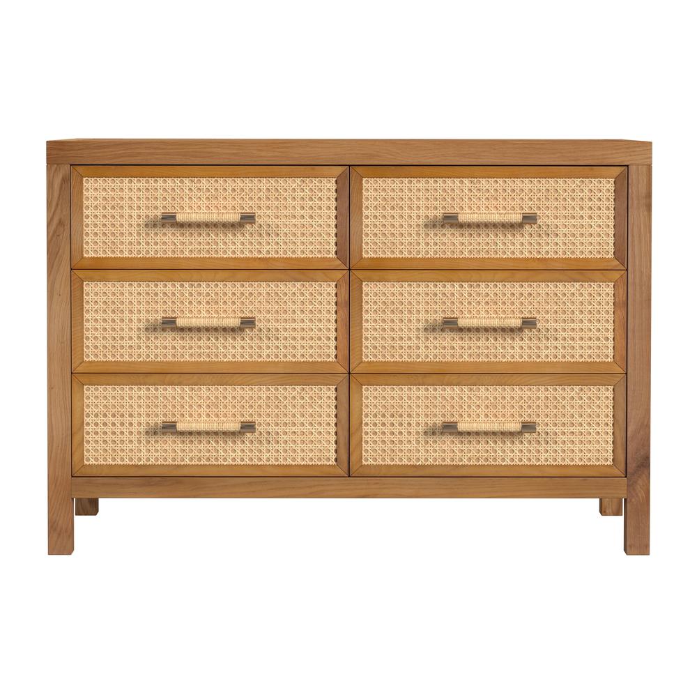 Company Mesa 44 in. W Rectangular 6 Drawer Cane/Solid Wood Dresser, Natural. Picture 2