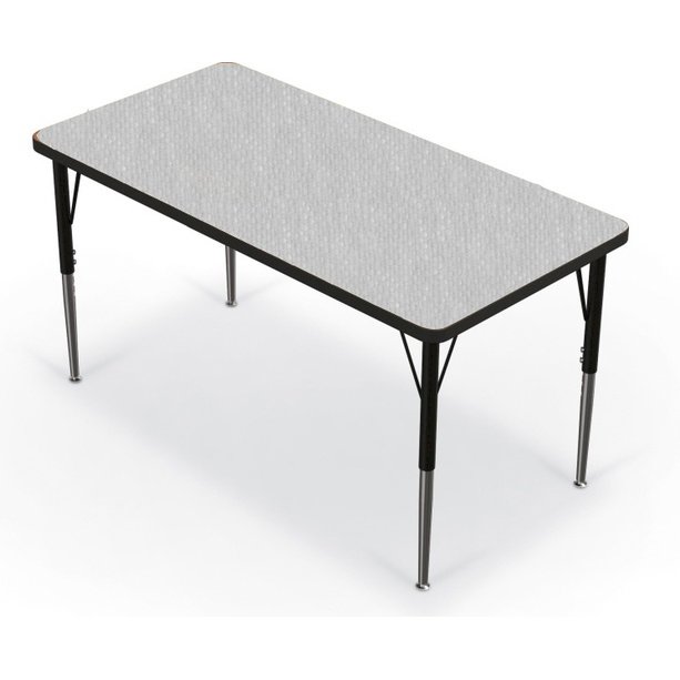Activity Table - 24"X48" Rectangle - Gray Nebula Top Surface - Black Edgeband. Picture 1