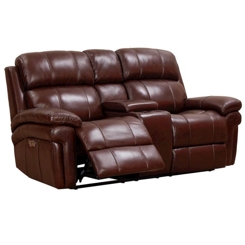 Luxe Leather Reclining Loveseat with Power Headrest. Picture 1