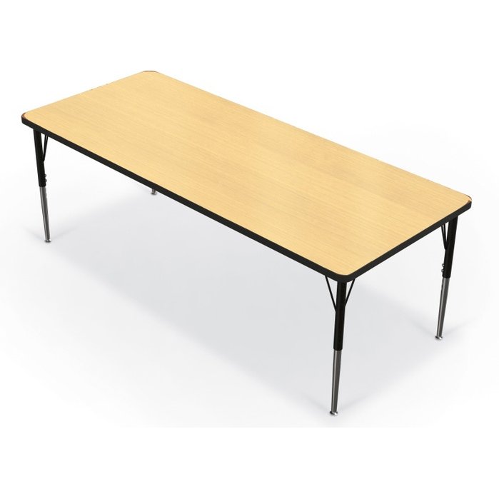 Activity Table - 30"X72" Rectangle - Fusion Maple Top Surface - Black Edgeband. Picture 1