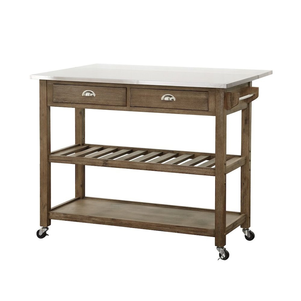 Drop Leaf Stainless Steel Top Kitchen Cart. Picture 1