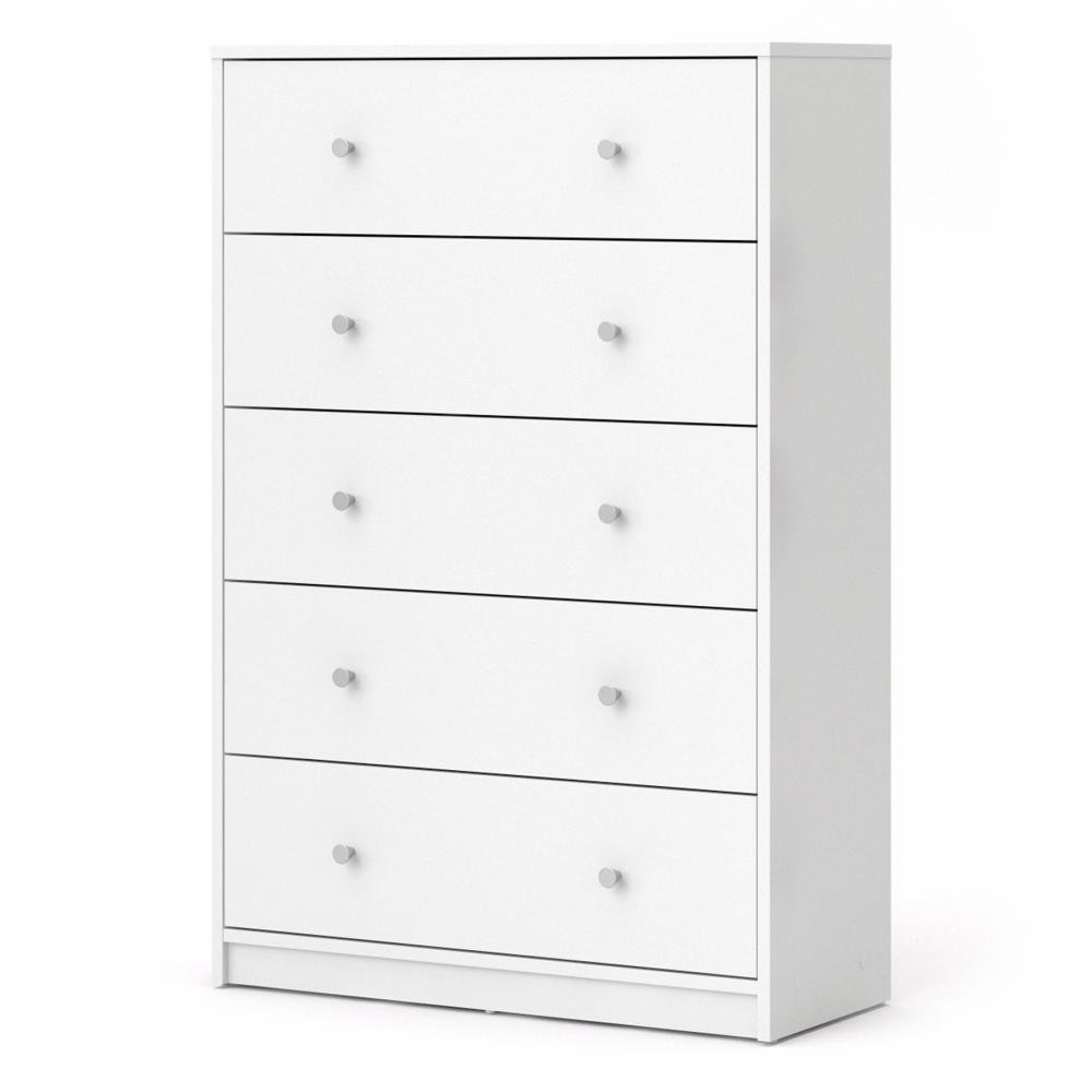 Portland 5 Drawer Chest, White. Picture 2