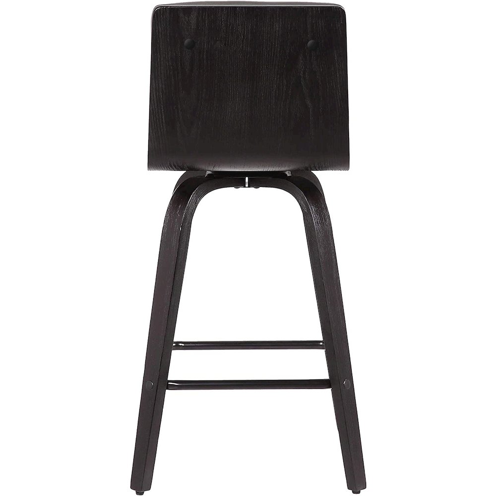 Vienna 30" Bar Height Barstool in Black Brushed Wood Finish with Grey Faux Leather. Picture 2
