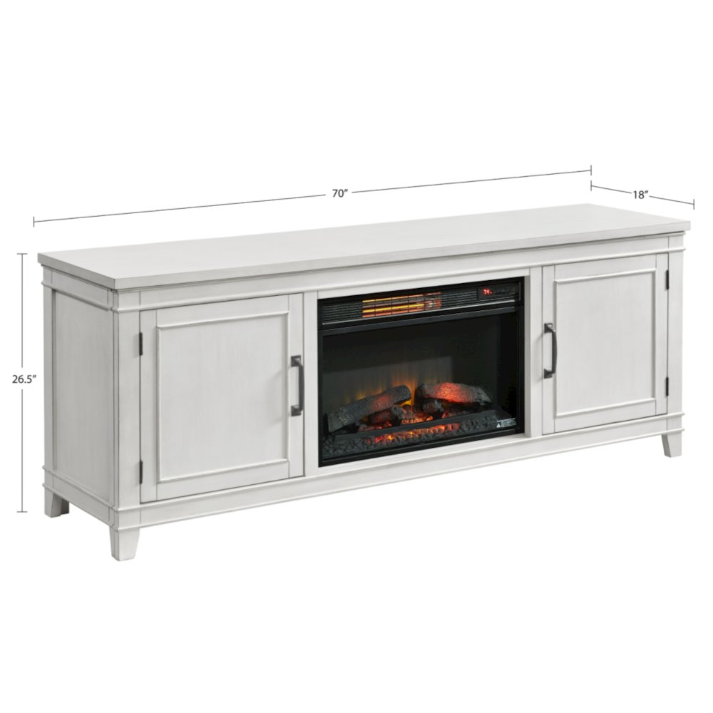 Martin Svensson Home Del Mar 70" TV Stand with Electric Fireplace, White. Picture 1
