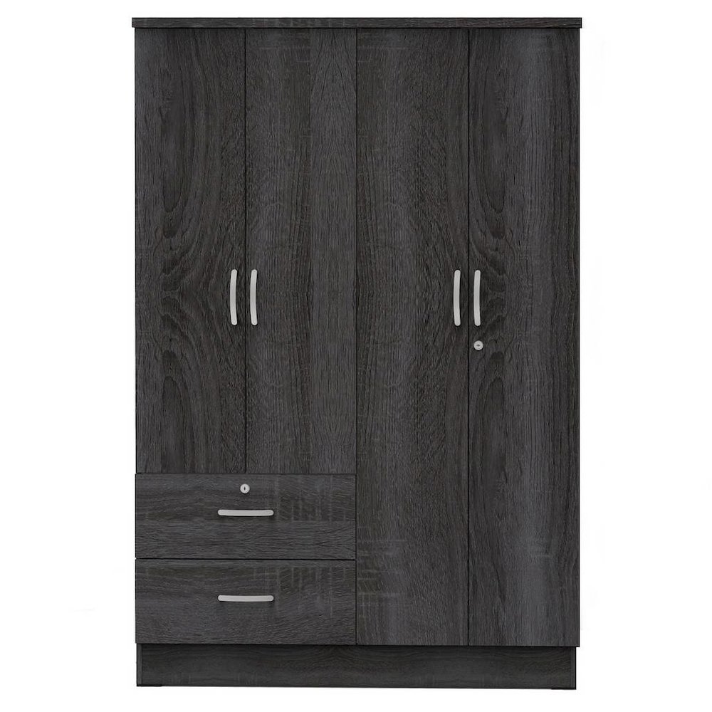 Better Home Products Luna Modern Wood 4 Doors 2 Drawers Armoire in Gray. Picture 1