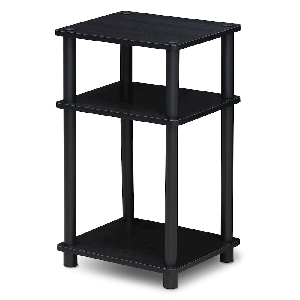 Just 3-Tier No Tools Tube End Table, Americano/Black. Picture 1