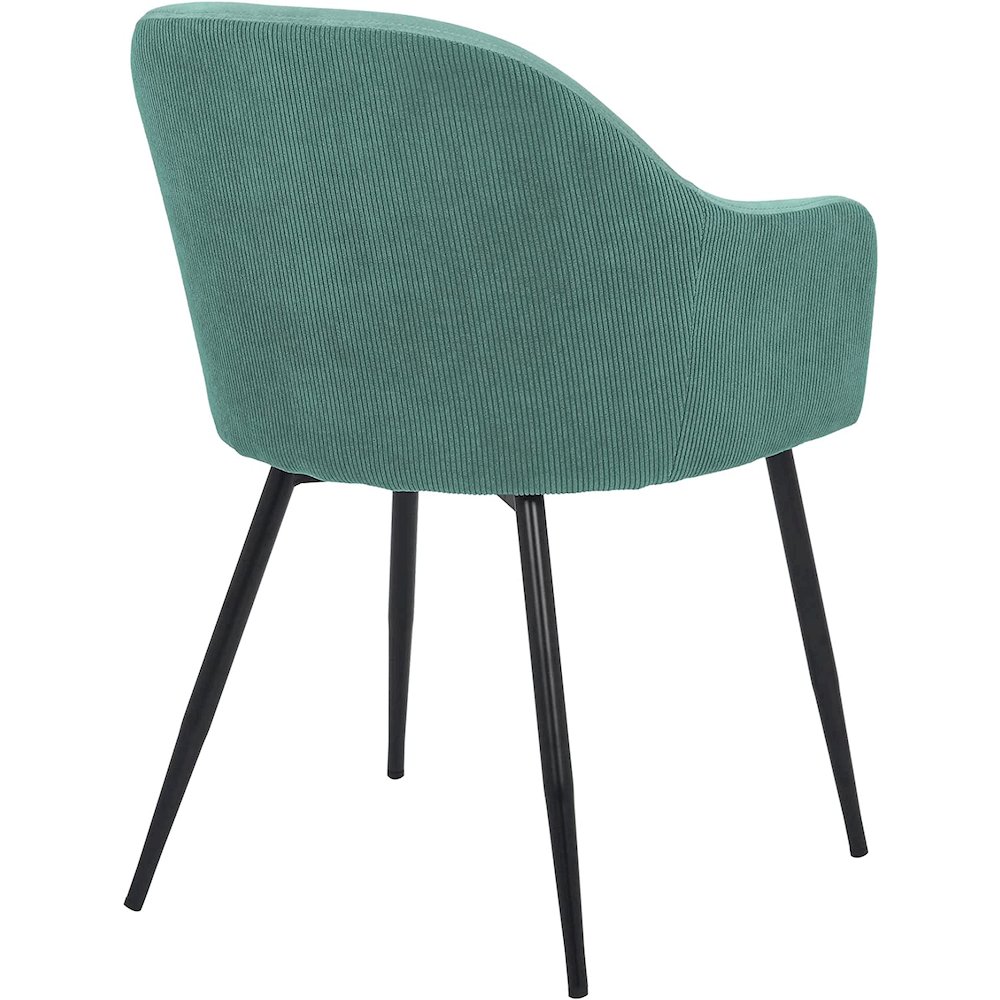 Pixie Two Tone Teal Fabric Dining Room Chair with Black Metal Legs. Picture 5