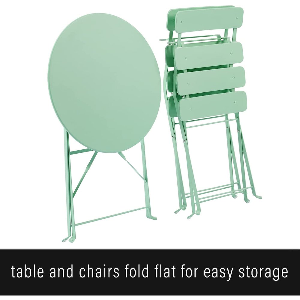 Karlee 3Pc Indoor/Outdoor Metal Bistro Set Mint - Bistro Table & 2 Chairs. Picture 3