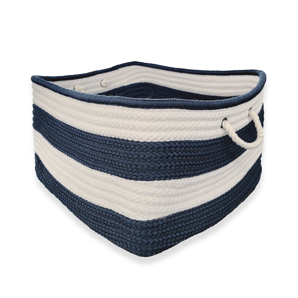 Nautical Stripe Basket -Navy & White 14x14x10. Picture 1