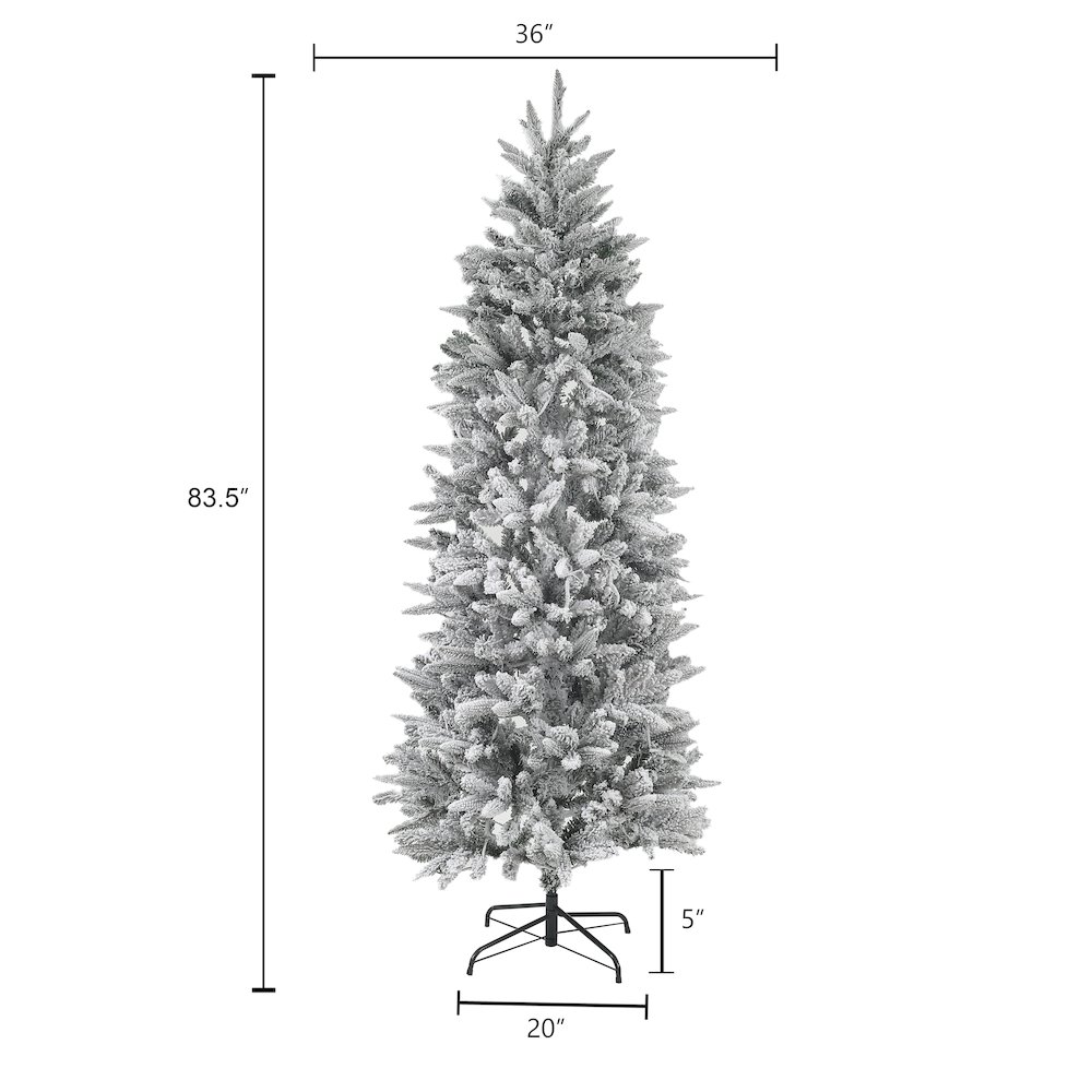 Pre-Lit Clear LED 7ft Artificial Flocked Christmas Tree with Metal Stand. Picture 7