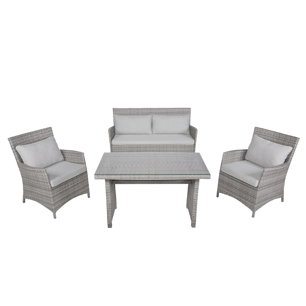 Wicker Sofa Set (4 Piece- 2 Chairs, Love Seat, Table). Picture 1