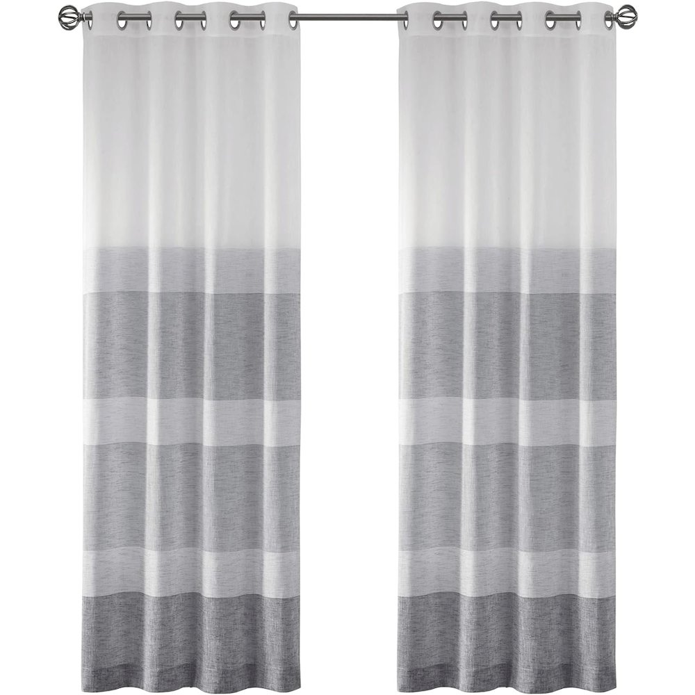 Woven Faux Linen Striped Window Sheer,MP40-4599. Picture 1