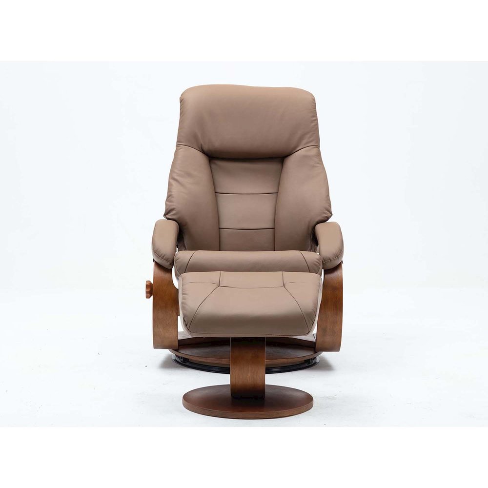 Relax-R™ Montreal Recliner and Ottoman in Sand Top Grain Leather. Picture 2