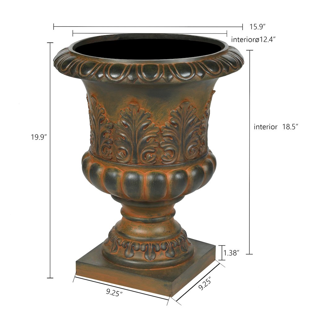 Weathered Brown Decorative MgO Urn Planter. Picture 7