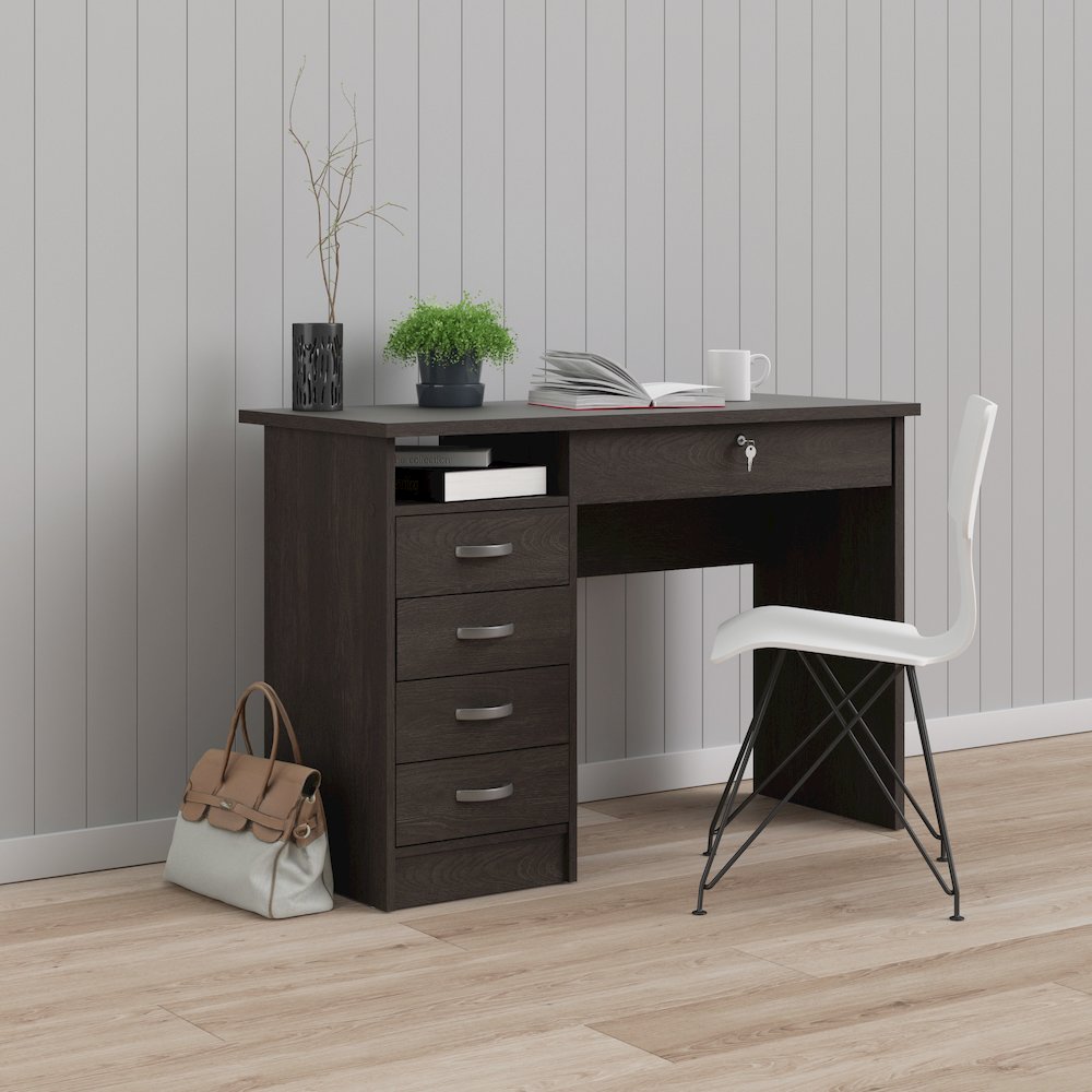 Walden Desk with 5 Drawers, Dark Chocolate. Picture 12