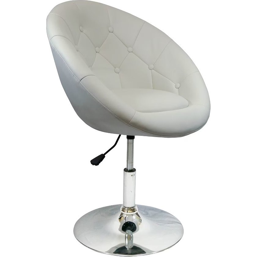 Rounded Faux Leather PU Height Adjustable Leisure Swivel Bar Stool - White. Picture 1