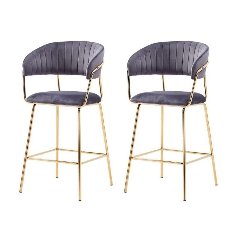 Best Master Furniture Bellai 24" Velvet Counter Stool in Gold (Set of 2). Picture 1