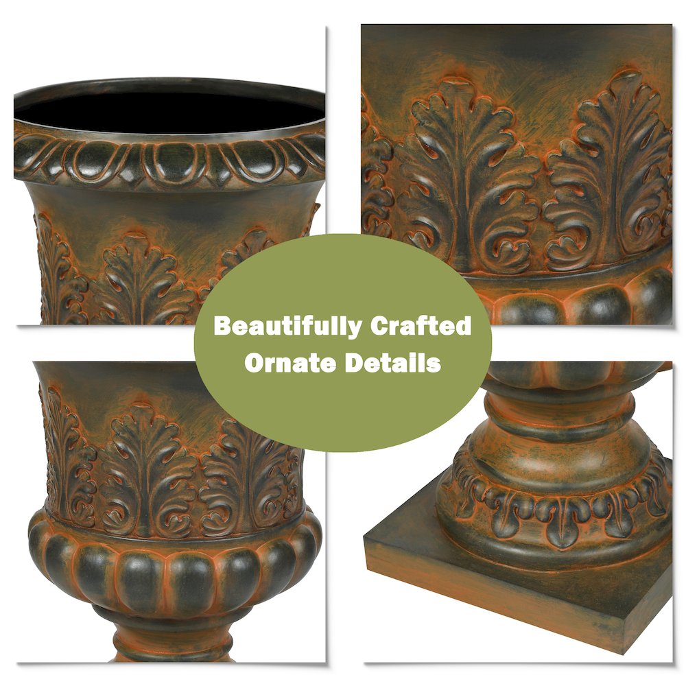 Weathered Brown Decorative MgO Urn Planter. Picture 8