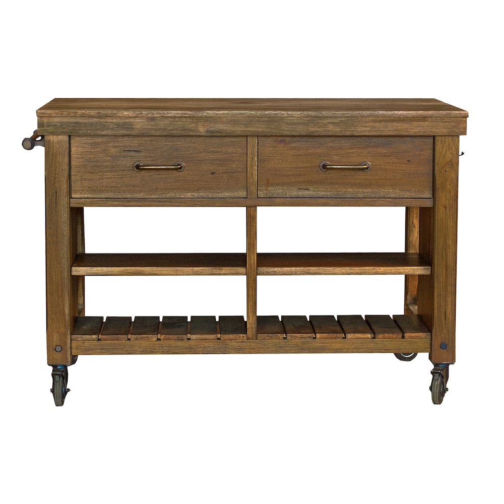 Rustic Mahogany Kitchen Island with Locking Casters, Belen Kox. Picture 1