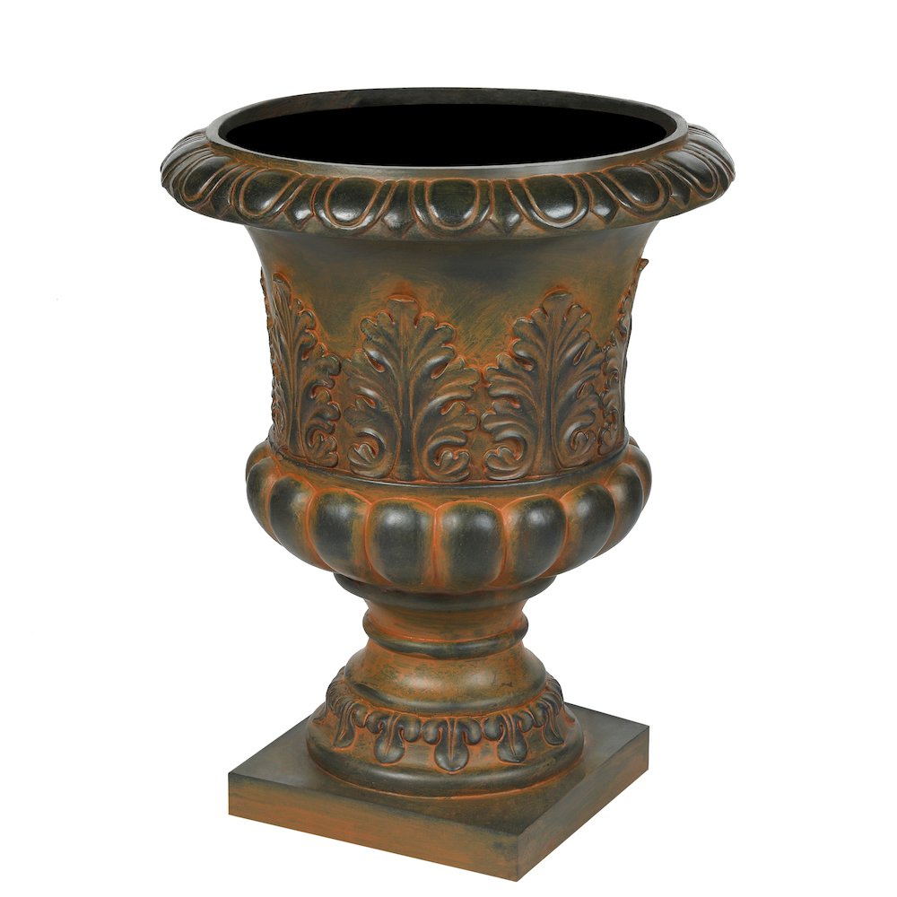 Weathered Brown Decorative MgO Urn Planter. Picture 1