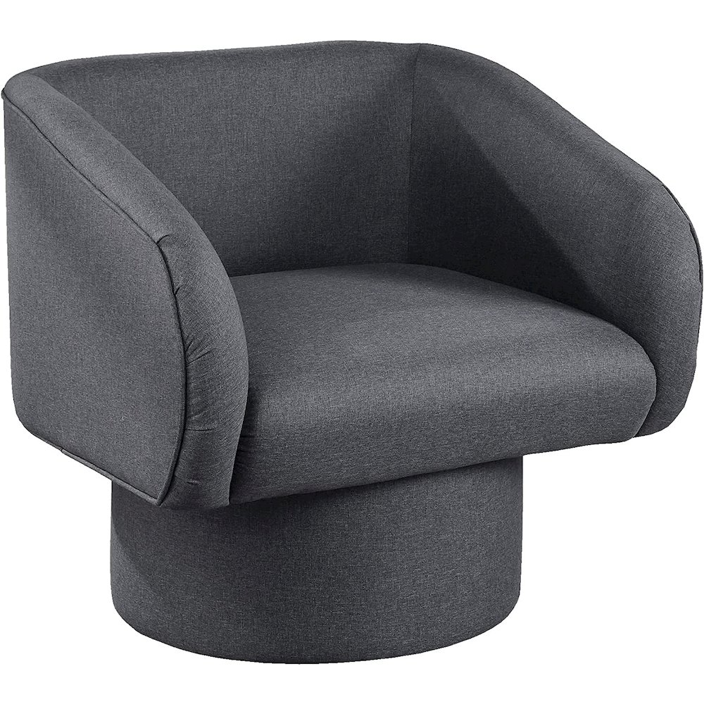 Poundex Round Base Swivel Faux Leather Accent Chair in Blue Grey. Picture 1