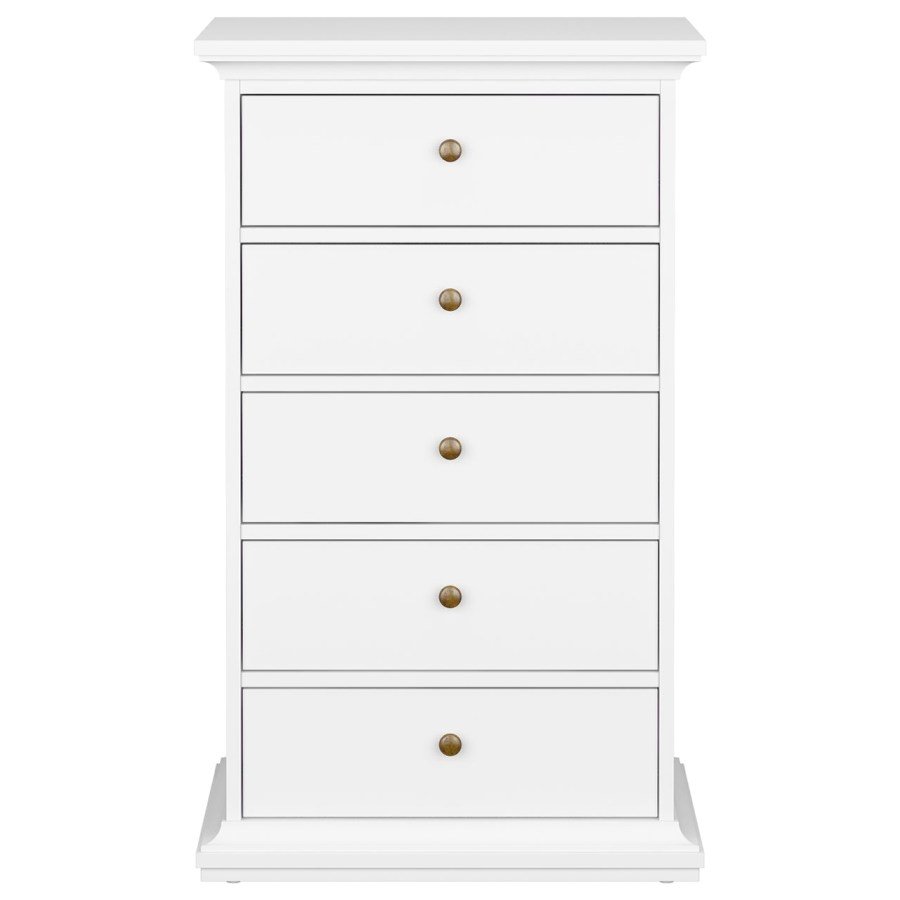 Paris 5 Drawer Chest, White. Picture 5