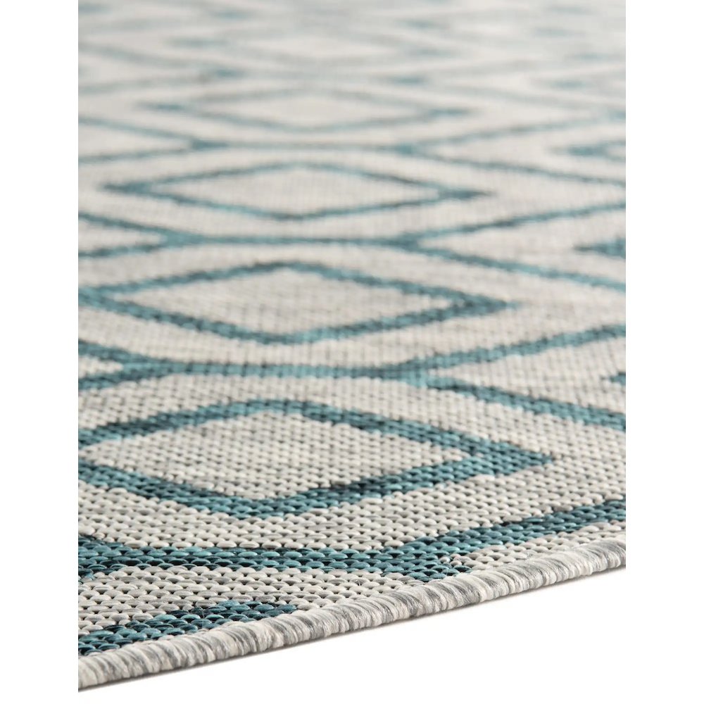 Jill Zarin Outdoor Turks and Caicos Area Rug 7' 10" x 10' 0", Oval Gray Teal. Picture 8