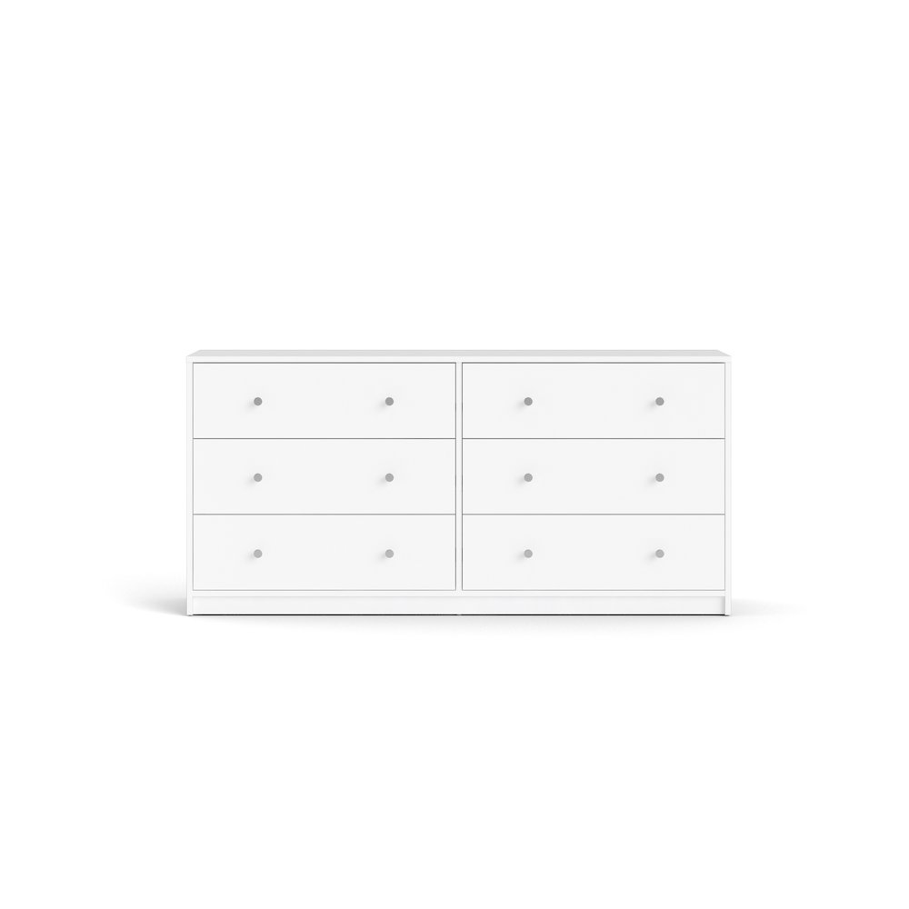 Portland 6 Drawer Double Dresser, White. Picture 1