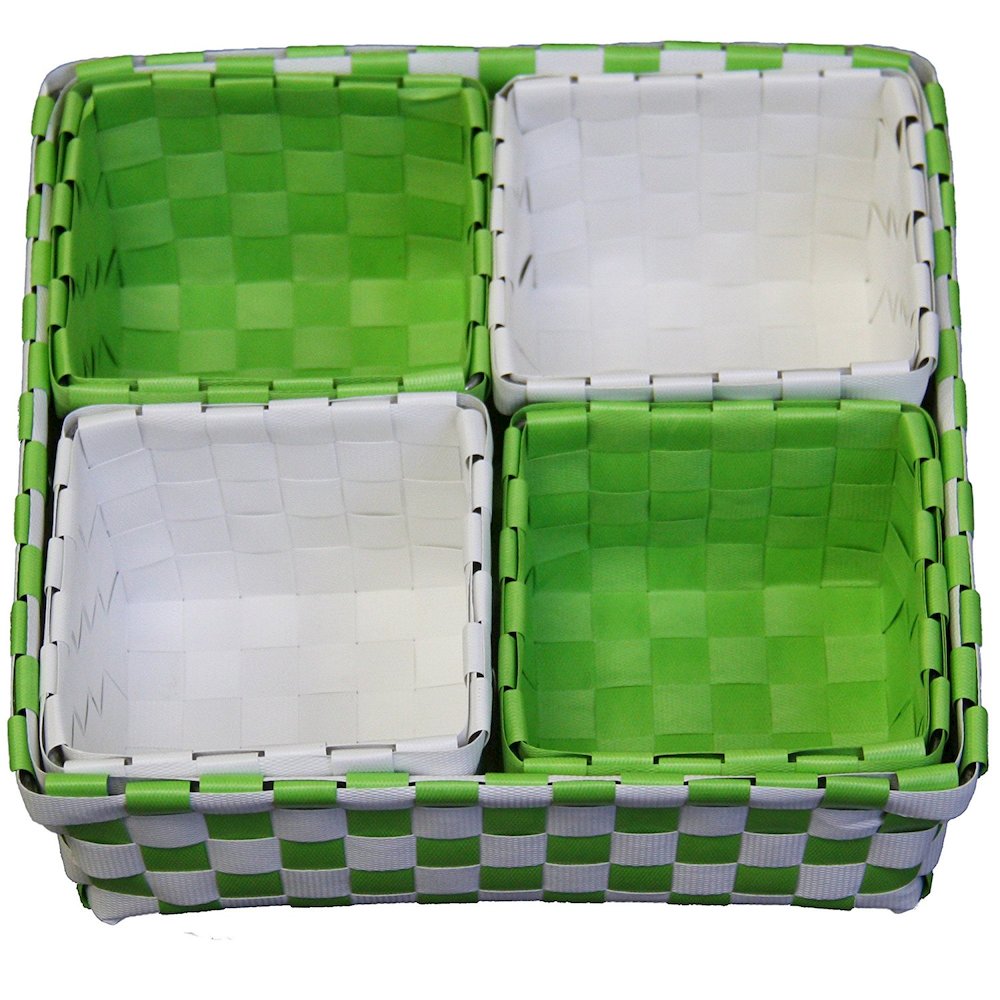 3"H, 2.75"H Polypropylene Green/White Trays Set of 5, Set of 5. Picture 1