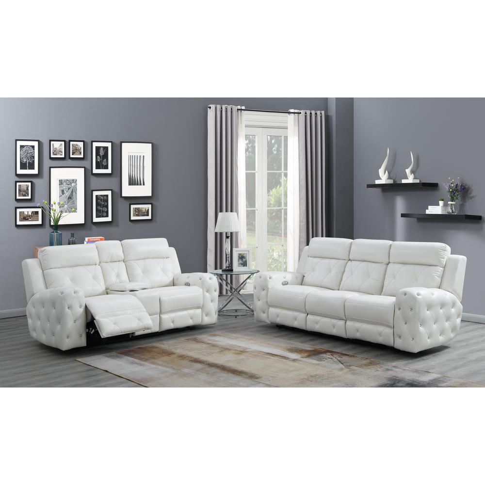 Power Console Reclining Loveseat Blanche White. Picture 8