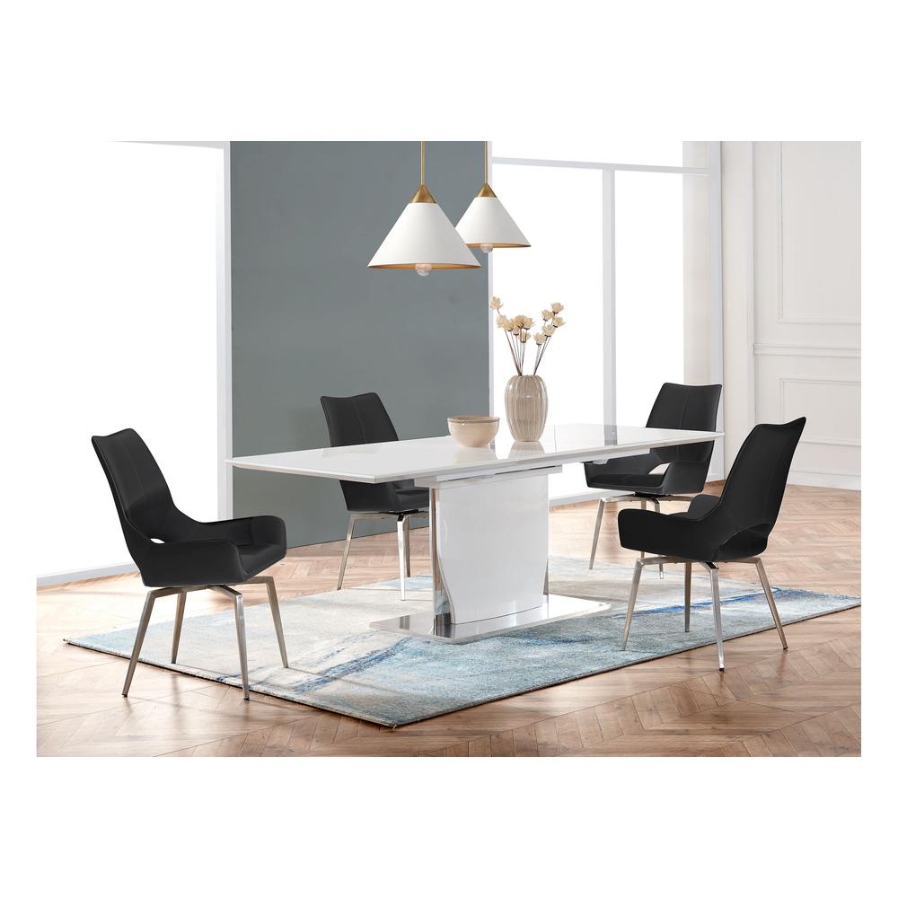 Dining Room Set w/ White Swivel Chairs D2279Dt + D4878Dc Black. Picture 3