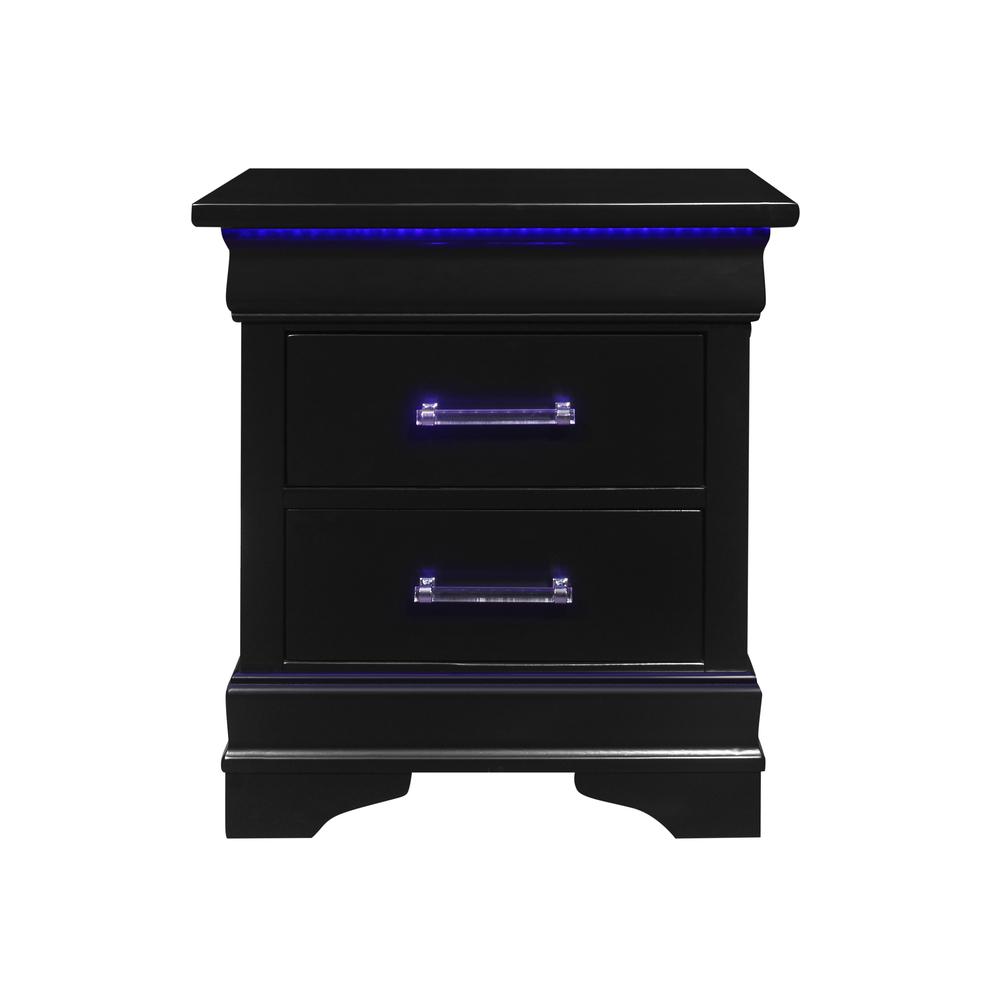 Charlie Black Nightstand With Led. Picture 1