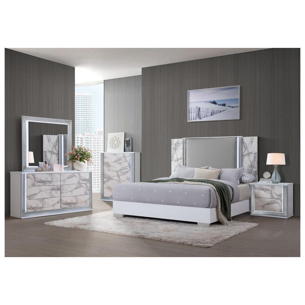 Ylime White Marble King Bed Group. Picture 4